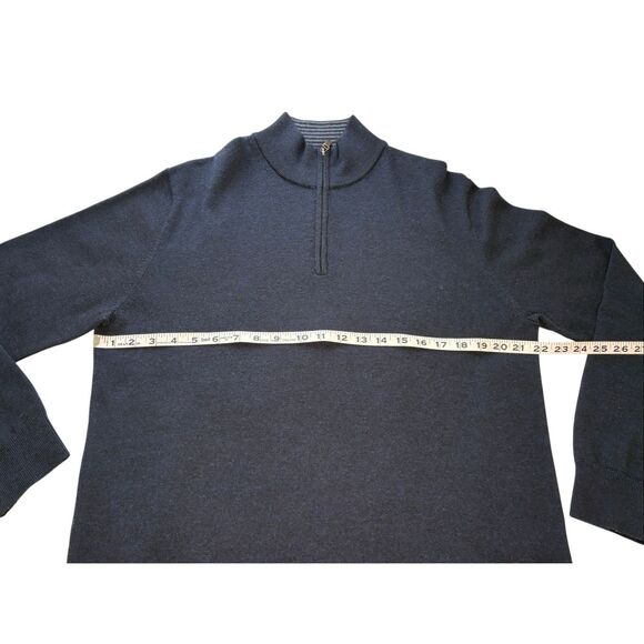 UNTUCKit navy merino wool 1/4 zip sweater - L - Picture 7 of 8